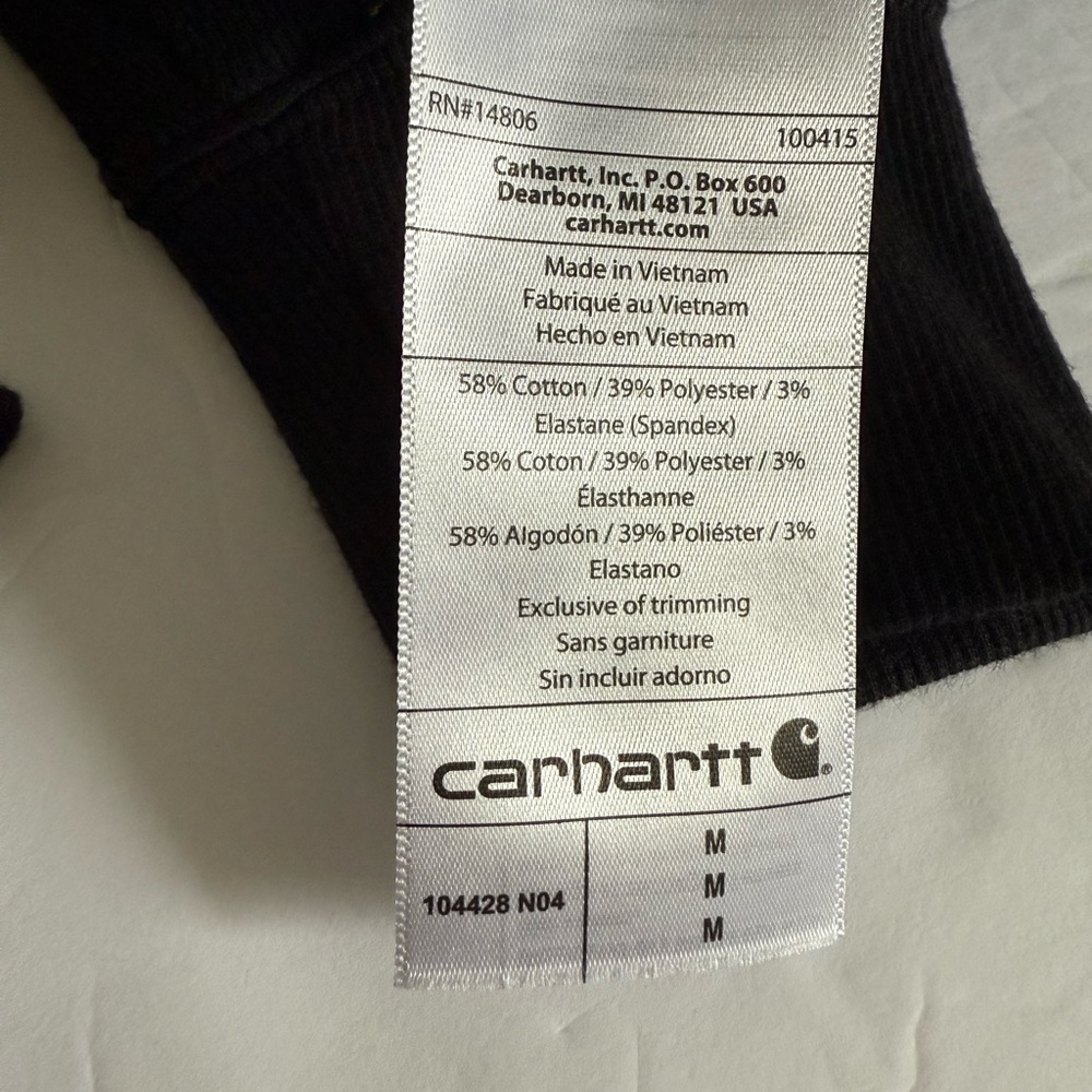 Carhartt Men’s 1/4 Zip Black Pullover Sweater - Size M - Picture 10 of 10